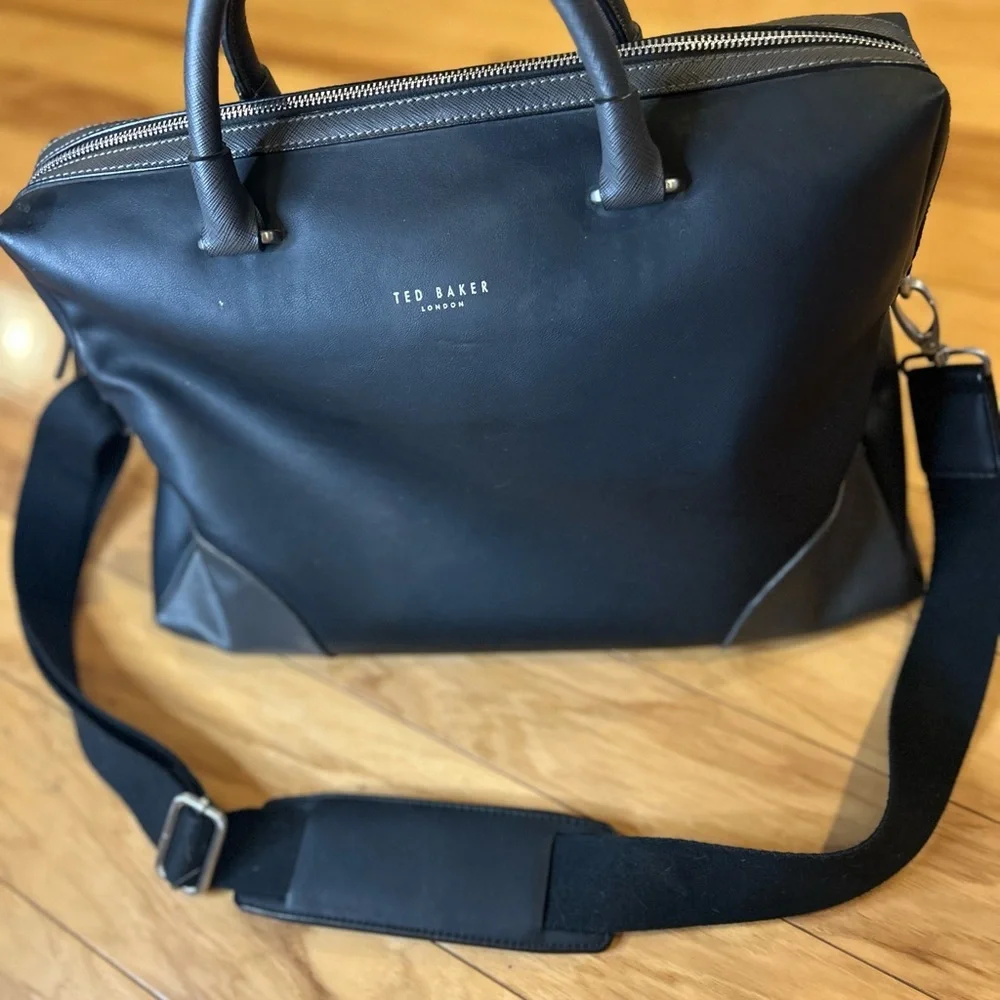 Ted Baker Men's Matcher Faux Leather Black Briefcase Document Bag - Picture 1 of 17